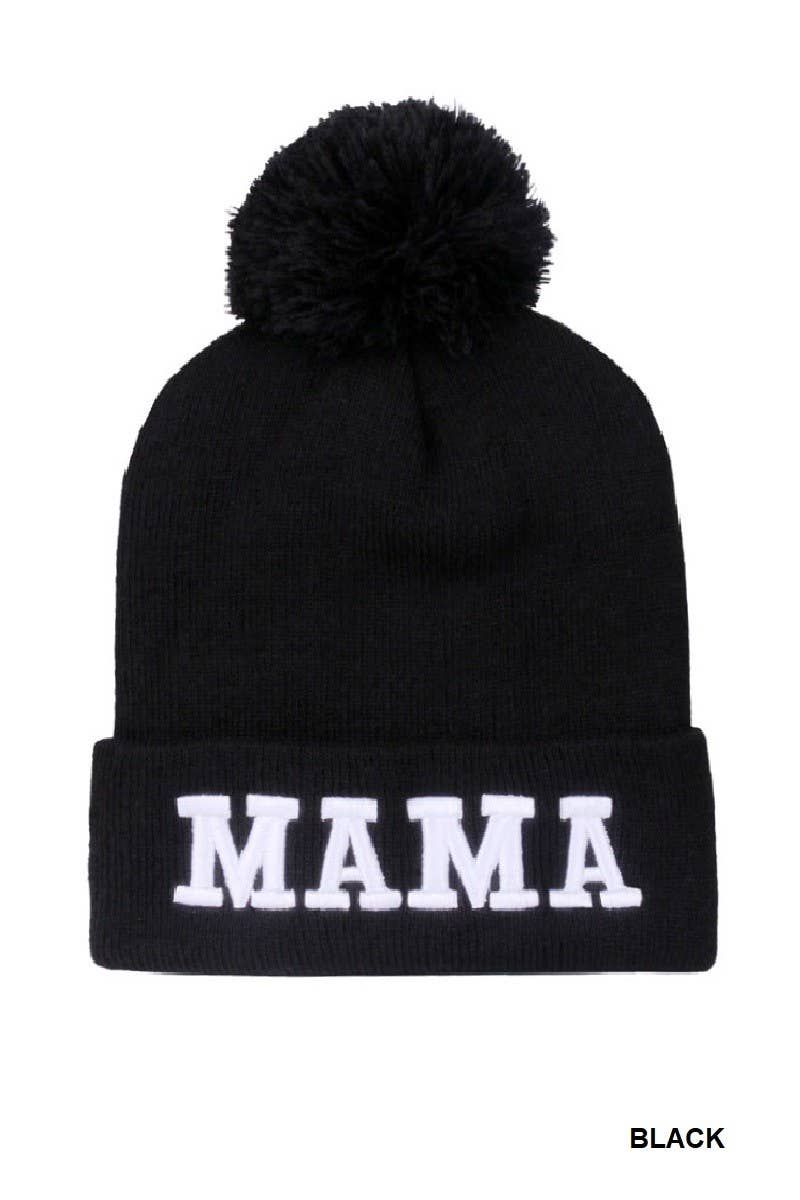 Mama Chenille Beanie: BLACK