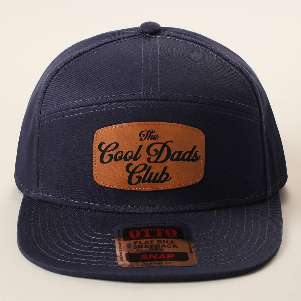 The Cool Dads Club Leather Patch Snapback Hat: NAVY