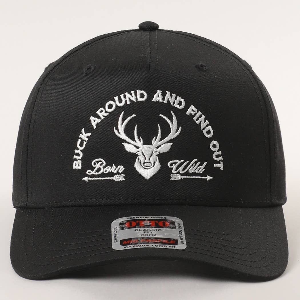 Buck Around And Find Out Embroidered Trucker Hat: BLACK / One Size