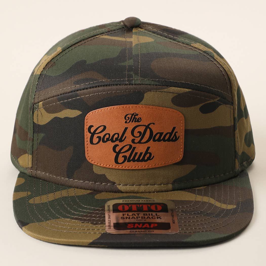 The Cool Dads Club Leather Patch Snapback Hat: DK.GRN/BRN