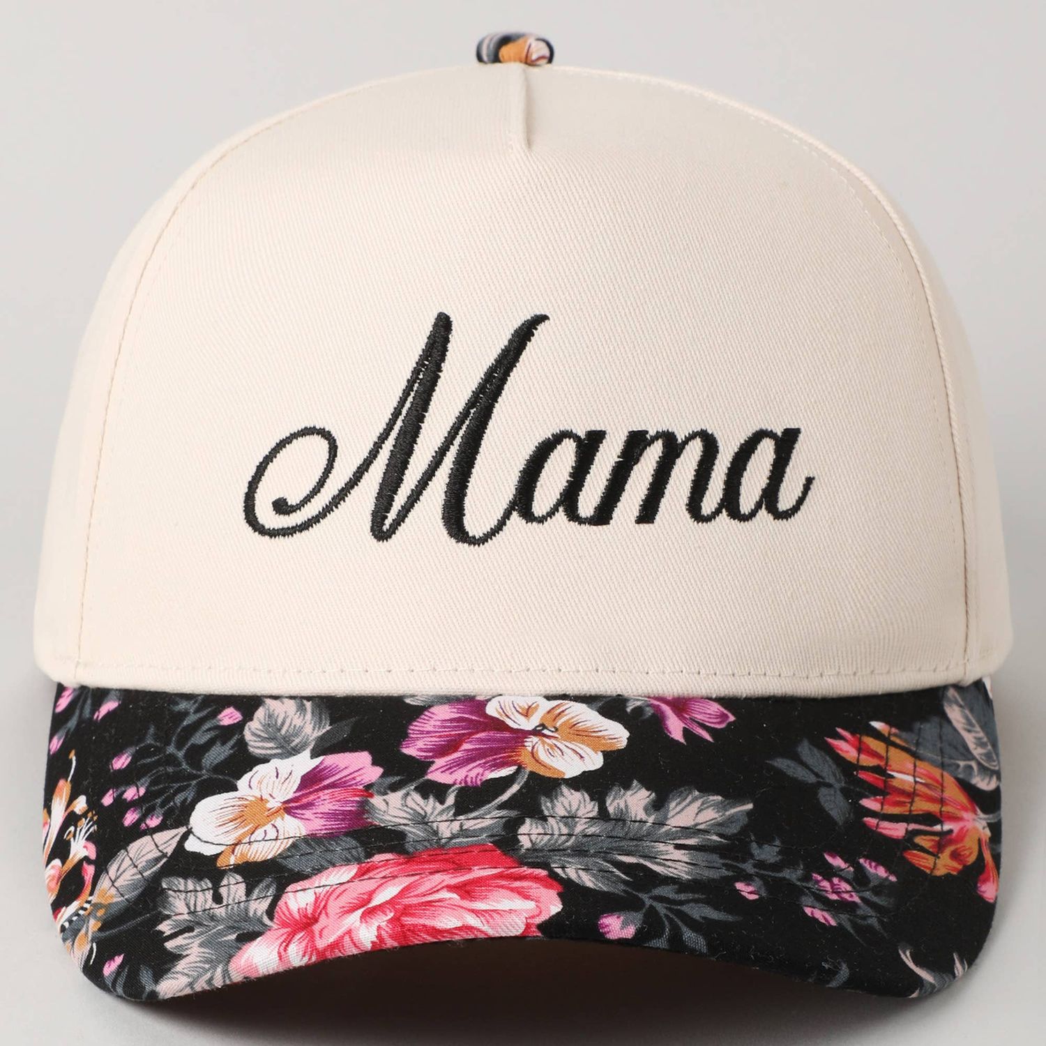 Mama Floral Two-Tone Trucker Hat: Black / ONE SIZE