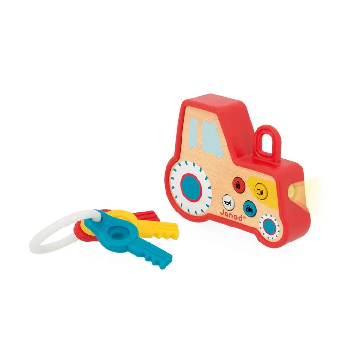 Wooden Tractor Keychain with Sounds and Light