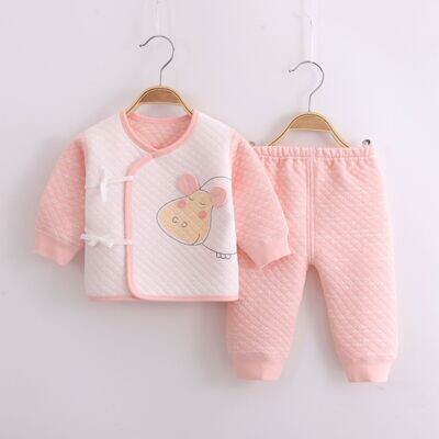 新生兒套裝無骨三層保暖和尚服系帶0-3月寶寶嬰幼兒內衣套裝棉