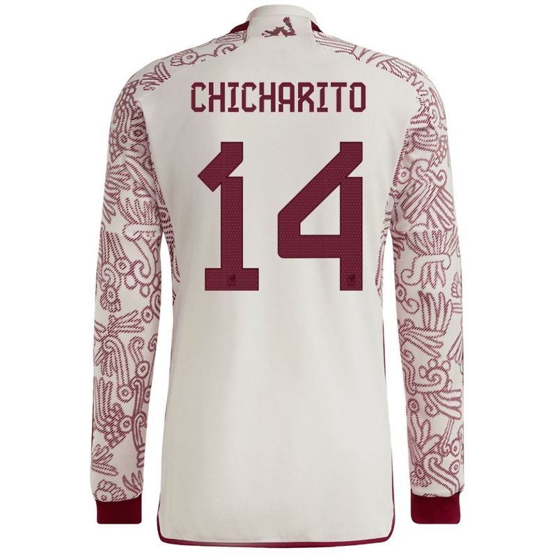 Mexico Away World  Mexico Chicharito 14 World Cup Long Sleeve Jersey 2022