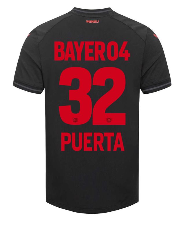 23-24 Bayer Leverkusen  GUSTAVO PUERTA 32  Home Soccer Jersey