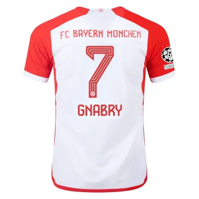 Bayern Munich Serge Gnabry Home Jersey 2023/2024 With Champions League Patches