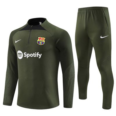 23-24 Barcelona Army Green Zipper Tracksuit