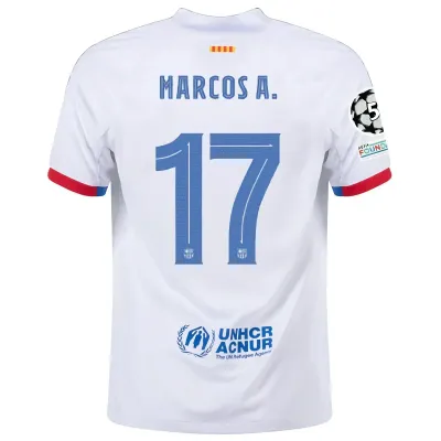 Barcelona Marcos Alonso Away Jersey 2023/2024 With Champions League Patches