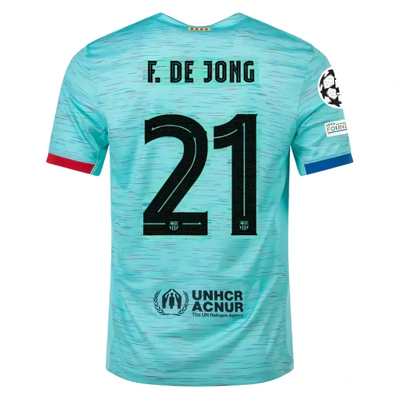 Barcelona Frenkie De Jong Third Jersey 2023/2024 With Champions League Patches