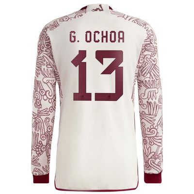 Mexico Away World  Mexico Guillermo Ochoa 13  World Cup Long Sleeve Jersey 2022