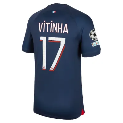 PSG Vitinha Home Jersey 2023/2024 With Champions League Patches