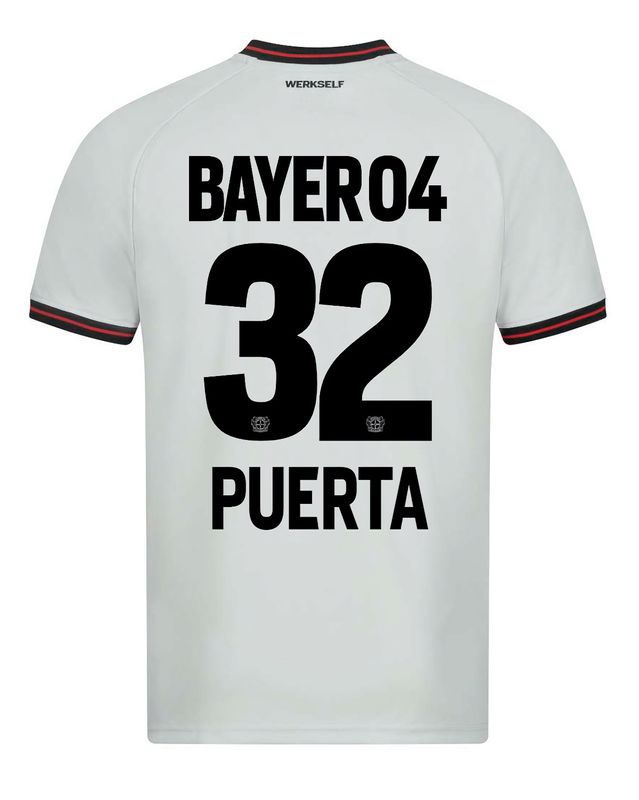 23-24 Bayer Leverkusen GUSTAVO PUERTA 32 Away Soccer Jersey