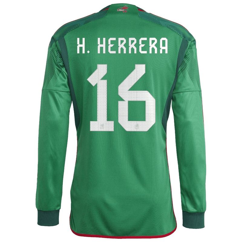 Mexico Héctor Herrera 16  Home World Cup Long Sleeve Jersey 2022