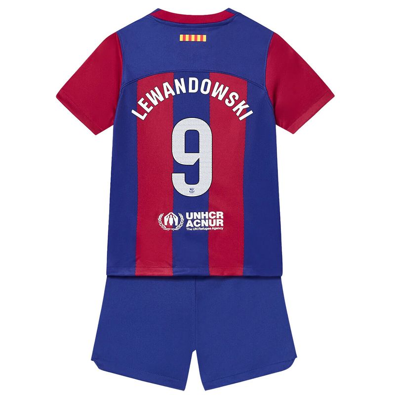 Barcelona Home Robert Lewandoski #9 Jersey Kids Kit 2023-2024