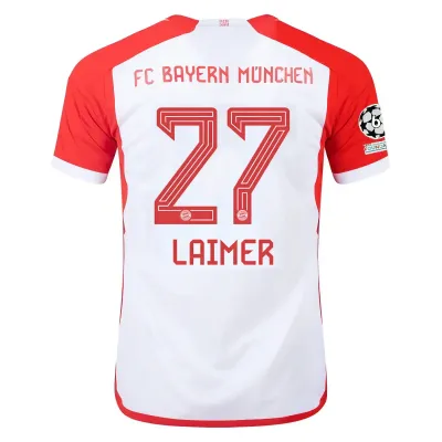 Bayern Munich Konrad Laimer Home Jersey 2023/2024 With Champions League Patches