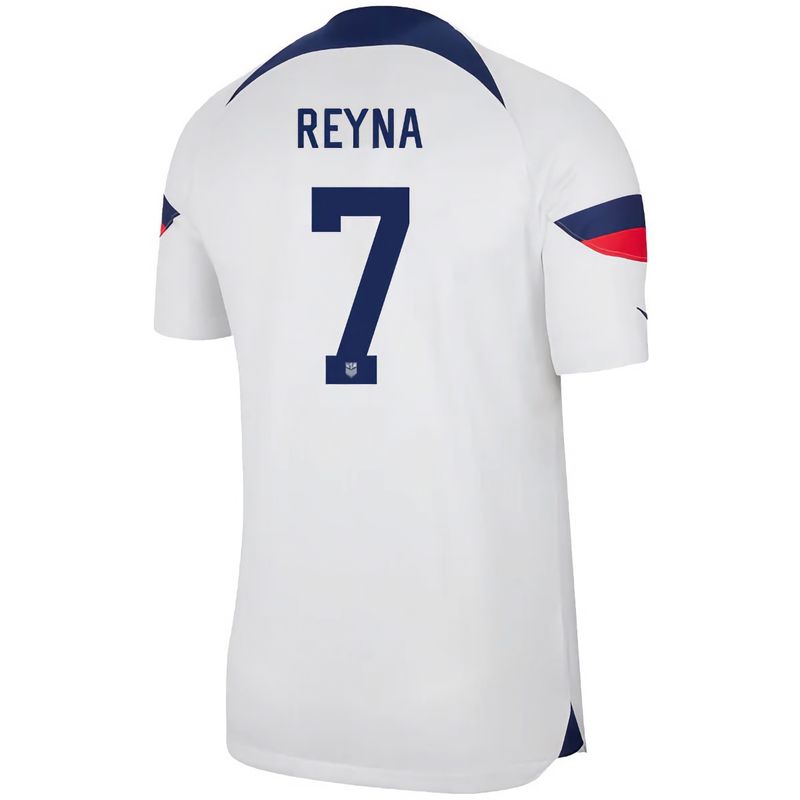 USA (USMNT)  USA Home Reyna 7 World Cup White Soccer Jersey 2022/2023  (Player Version)