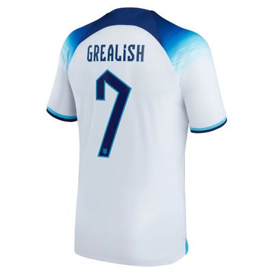 England Home Grealish 7  World Cup Jersey 2022