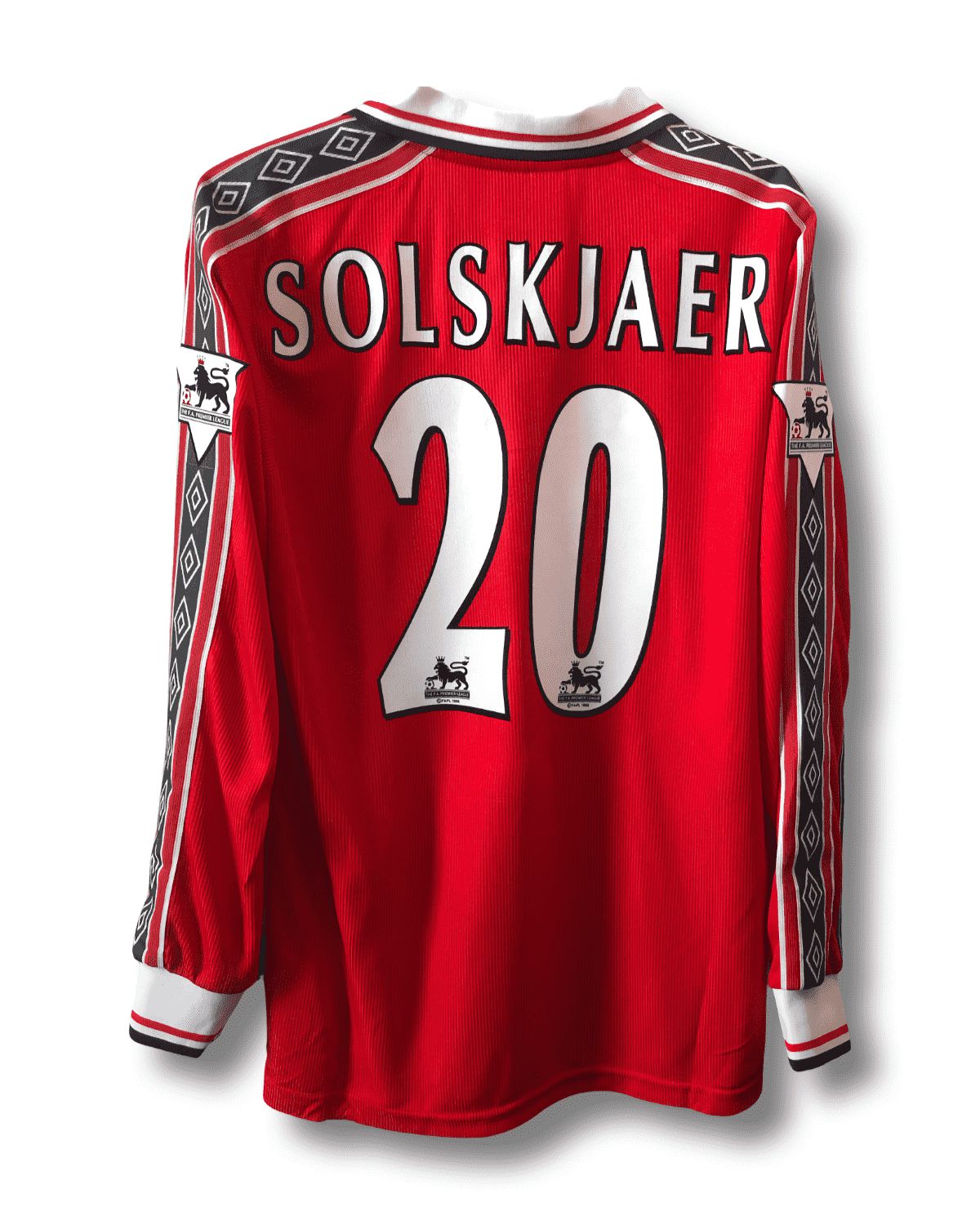 Manchester United Home Long Sleeve Retro Jersey Ole Gunnar Solskjær #20 Print 1998-2000