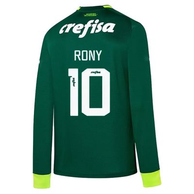 Palmeiras Home  Rony 10 Long Sleeve Soccer Football Shirt 2023-24