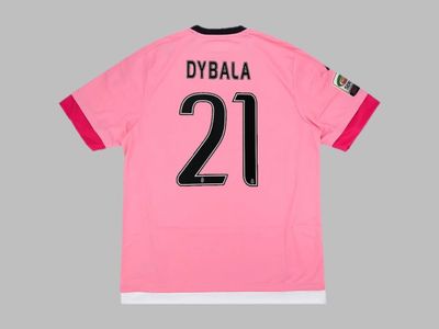 Juventus Away Paulo Dybala #21 Pink Retro Jersey 2015-2016