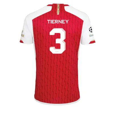 Arsenal Kieran Tierney Home Jersey 2023/2024 With Champions League Patches