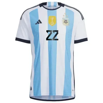 Argentina Three Star Champion Lautaro Martínez 22  World Cup Home Jersey 2022/2023  (Player Version)