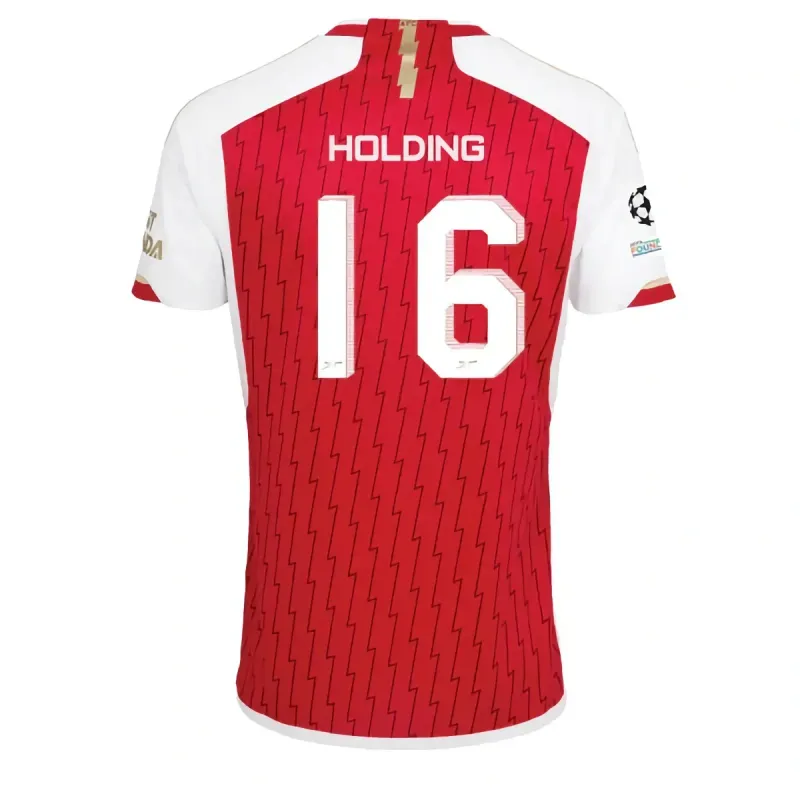 Arsenal Rob Holding Home Jersey 2023/2024 With Champions League Patches