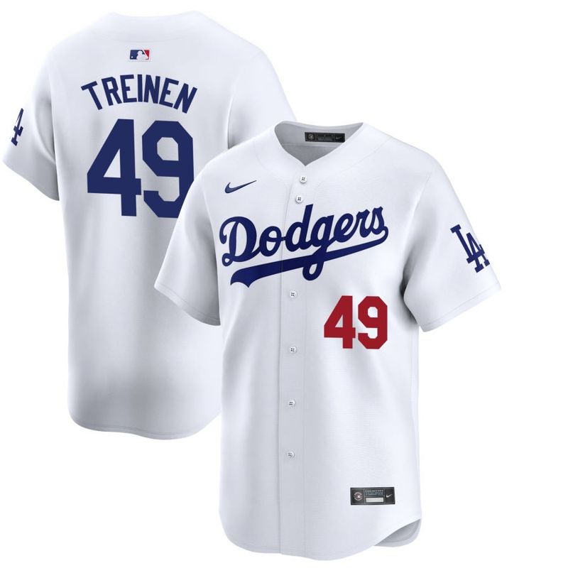 Men's Los Angeles Dodgers Treinen 49 White Home Jersey