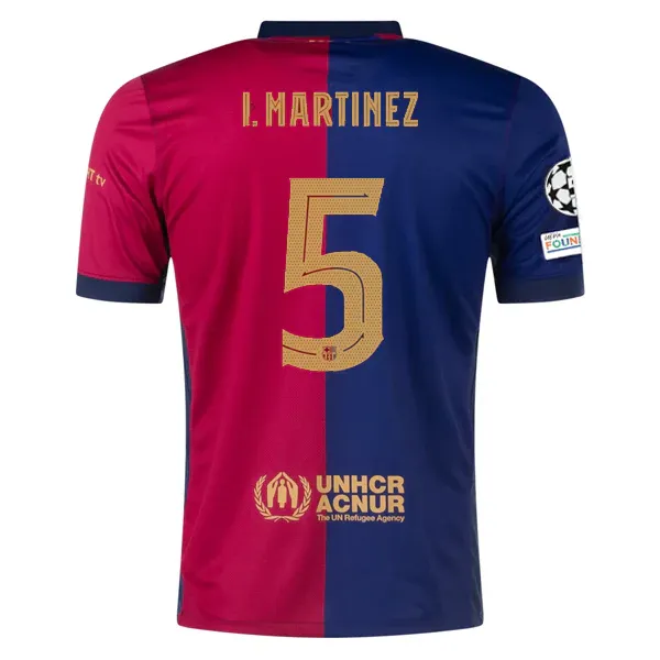 24-25 Barcelona Home I.MartInez 5 Jersey With Champions League Patches