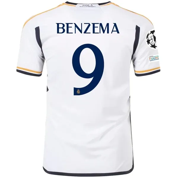 Real Madrid Karim Benzema Home Jersey 2023/2024 With Champions League + Club World Cup Patches