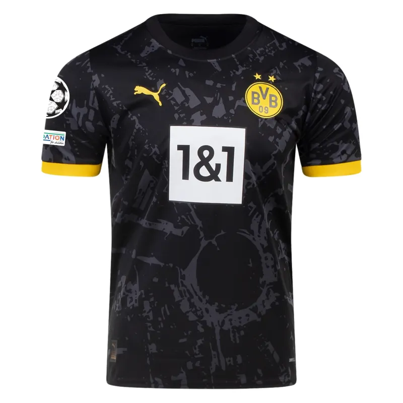 Borussia Dortmund Away Jersey 2023/2024 With Champions League Patches