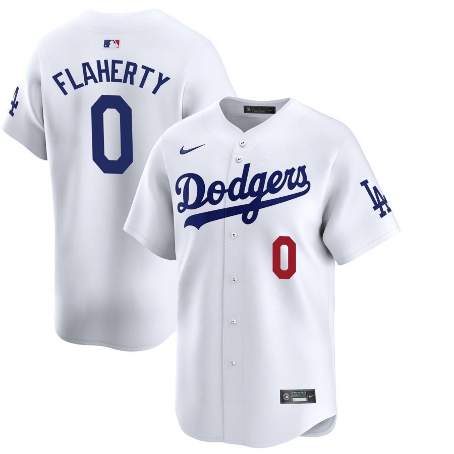 Men's Los Angeles Dodgers Flaherty 0 White Home Jersey