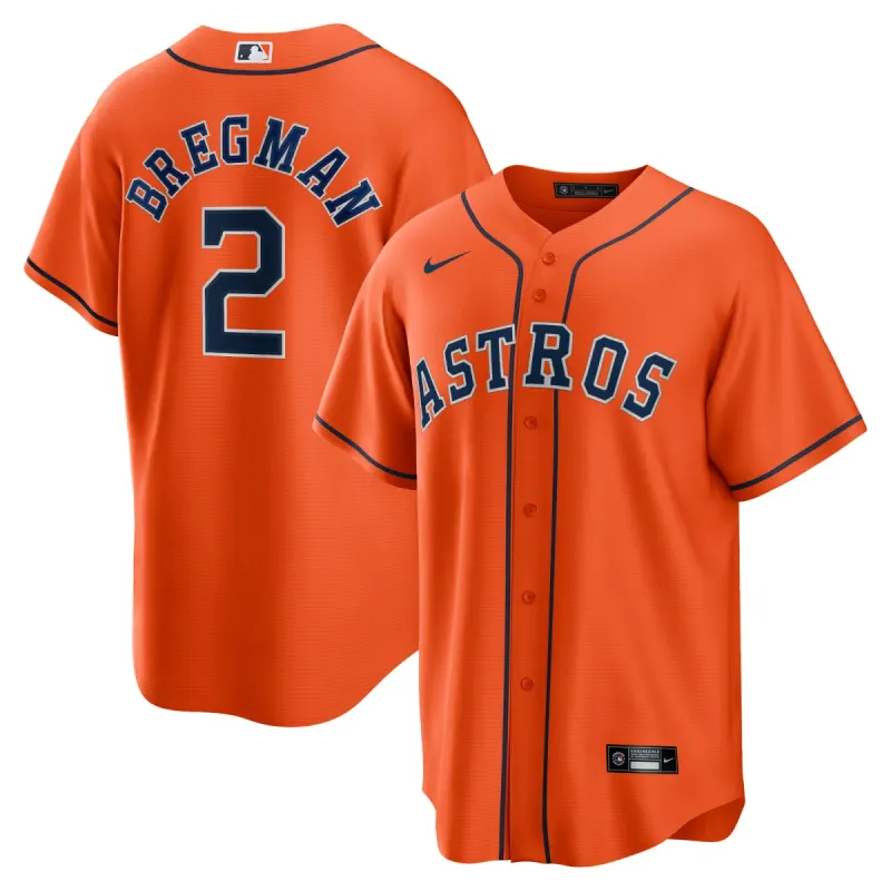 Alex Bregman Houston Astros Alternate Player Name Jersey Orange