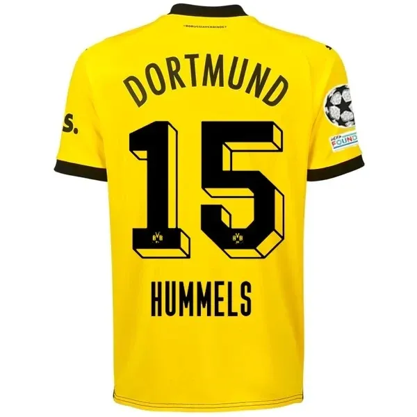 Borussia Dortmund Mats Hummels Home Jersey 2023/2024 With Champions League Patches