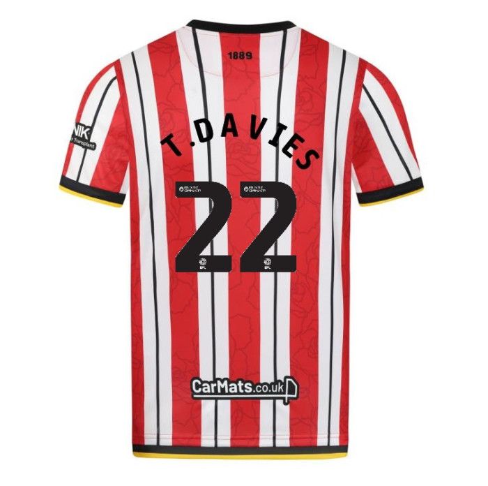 24-25 Sheffield United Home T.DAVIES 22 Jersey