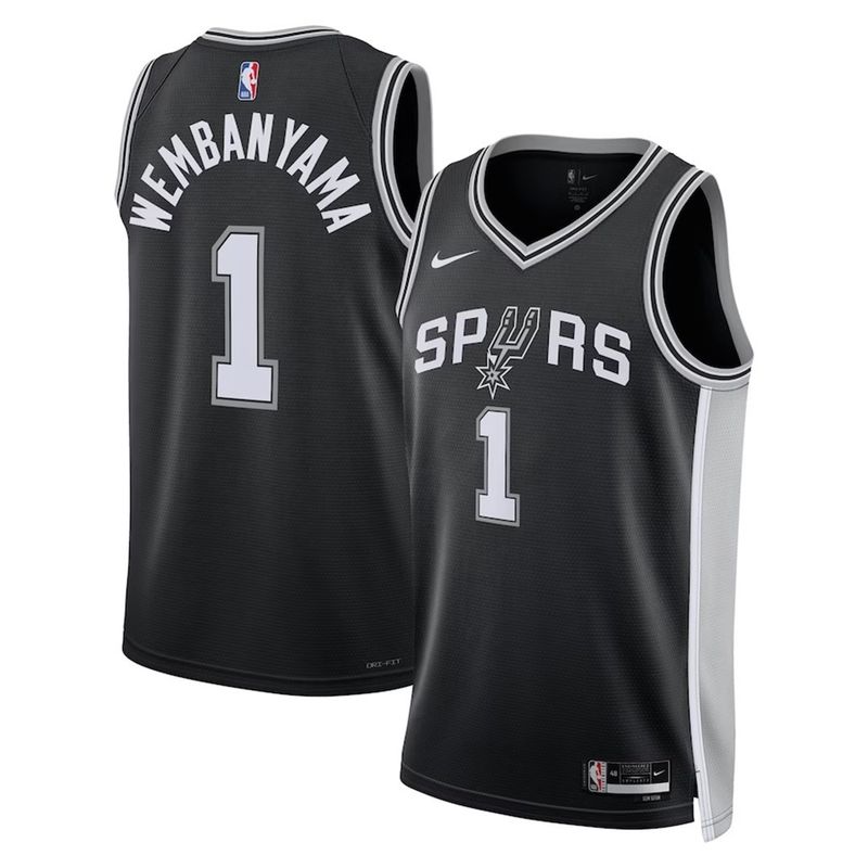 Men's San Antonio Spurs Victor Wembanyama  #1  Black Icon Jersey 2022-2023