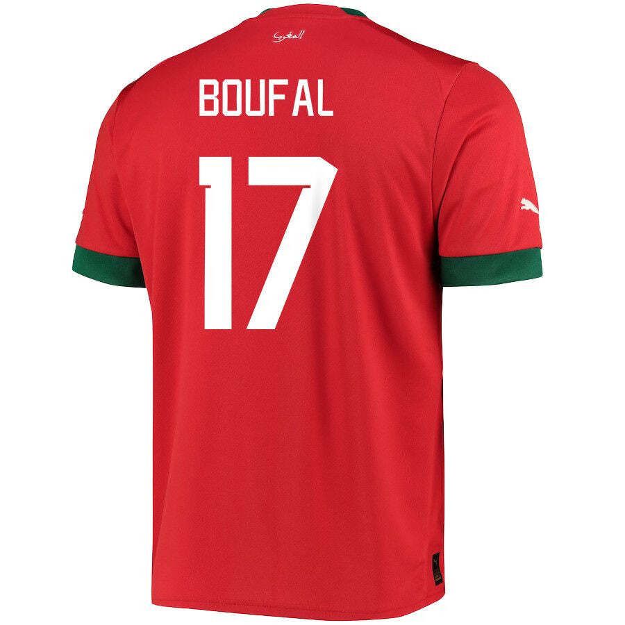 Morocco Home  Sofiane Boufal # 17 World Cup Soccer Jersey 22/23