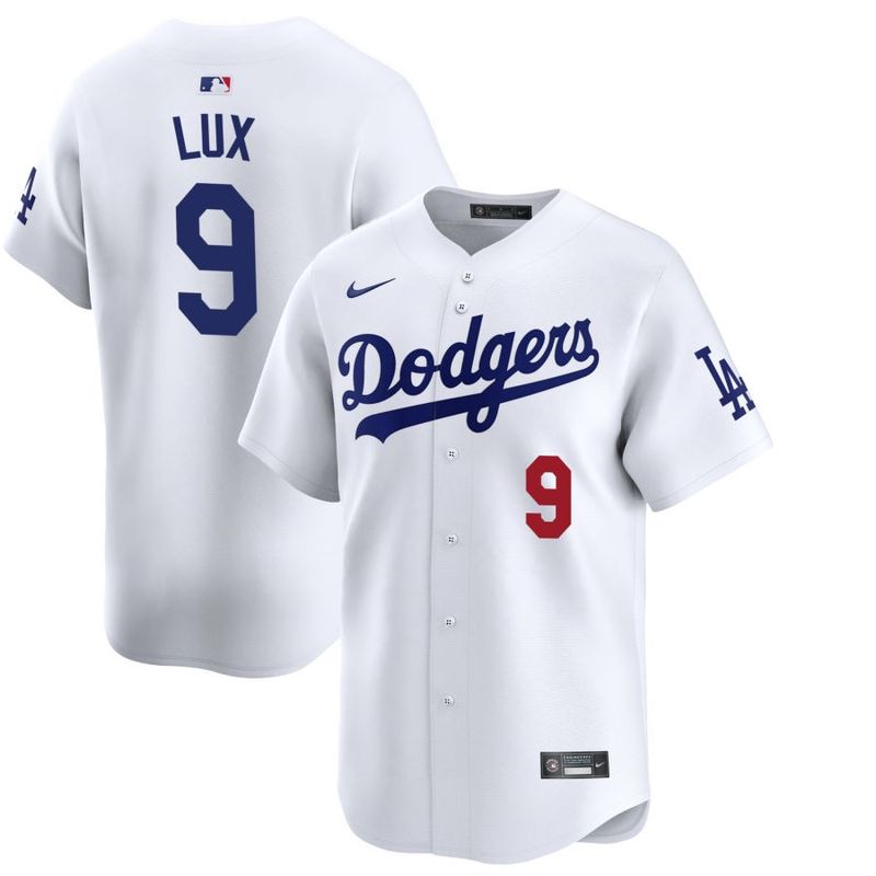 Men's Los Angeles Dodgers Lux 9 White Home Jersey