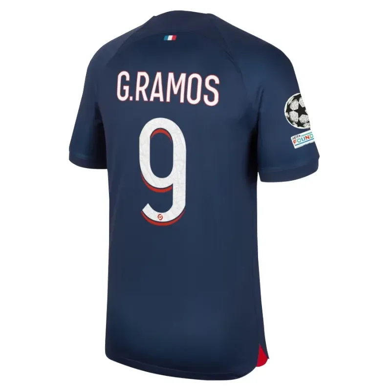 PSG Gonçalo Ramos Home Jersey 2023/2024 With Champions League Patches