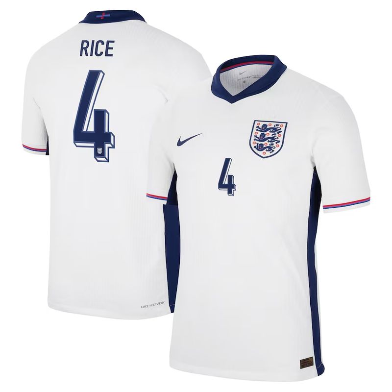 2024 England Rice 4 Home Jersey (Player Version)