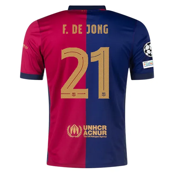 24-25 Barcelona Home F. De Jong 21 Jersey With Champions League Patches