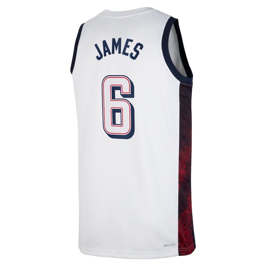 LeBron James #6 White Men's USA Basketball 2024 Swingman Player Jersey