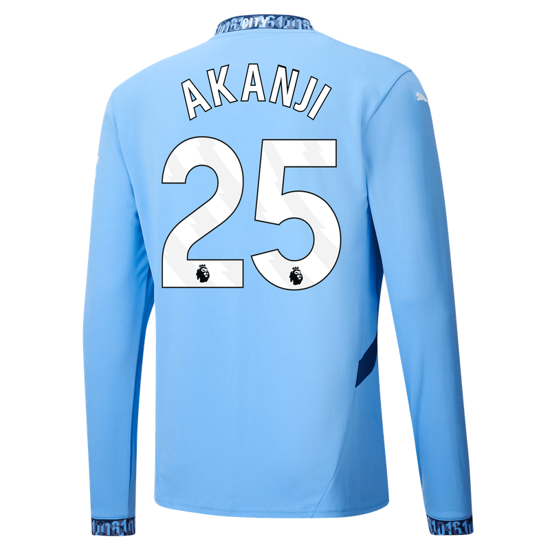 Manchester City Manuel Akanji 25 Home Long Sleeve Jersey 2024-25