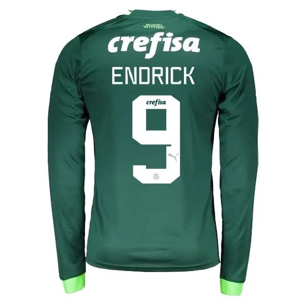 Palmeiras Home Endrick 9 Long Sleeve Soccer Football Shirt 2023-24