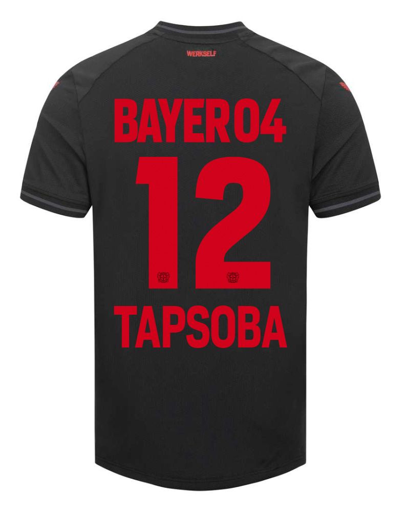 23-24 Bayer Leverkusen  EDMOND TAPSOBA 12 Home Soccer Jersey