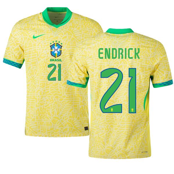 2024 Brazil ENDRICK 21 Home Jersey (Player Version)