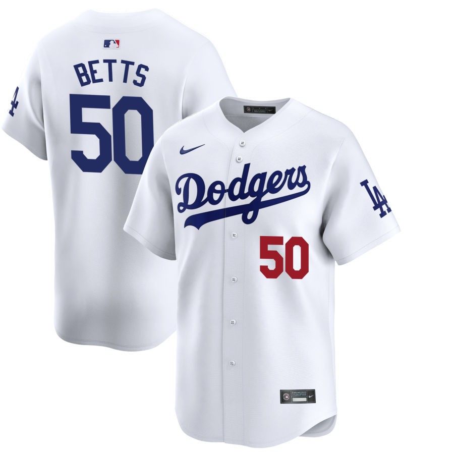 Men's Los Angeles Dodgers Betts 50 White Home Jersey