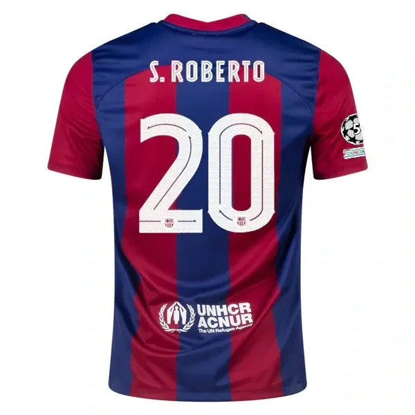 Barcelona Sergi Roberto Home Jersey 2023/2024 With Champions League Patches