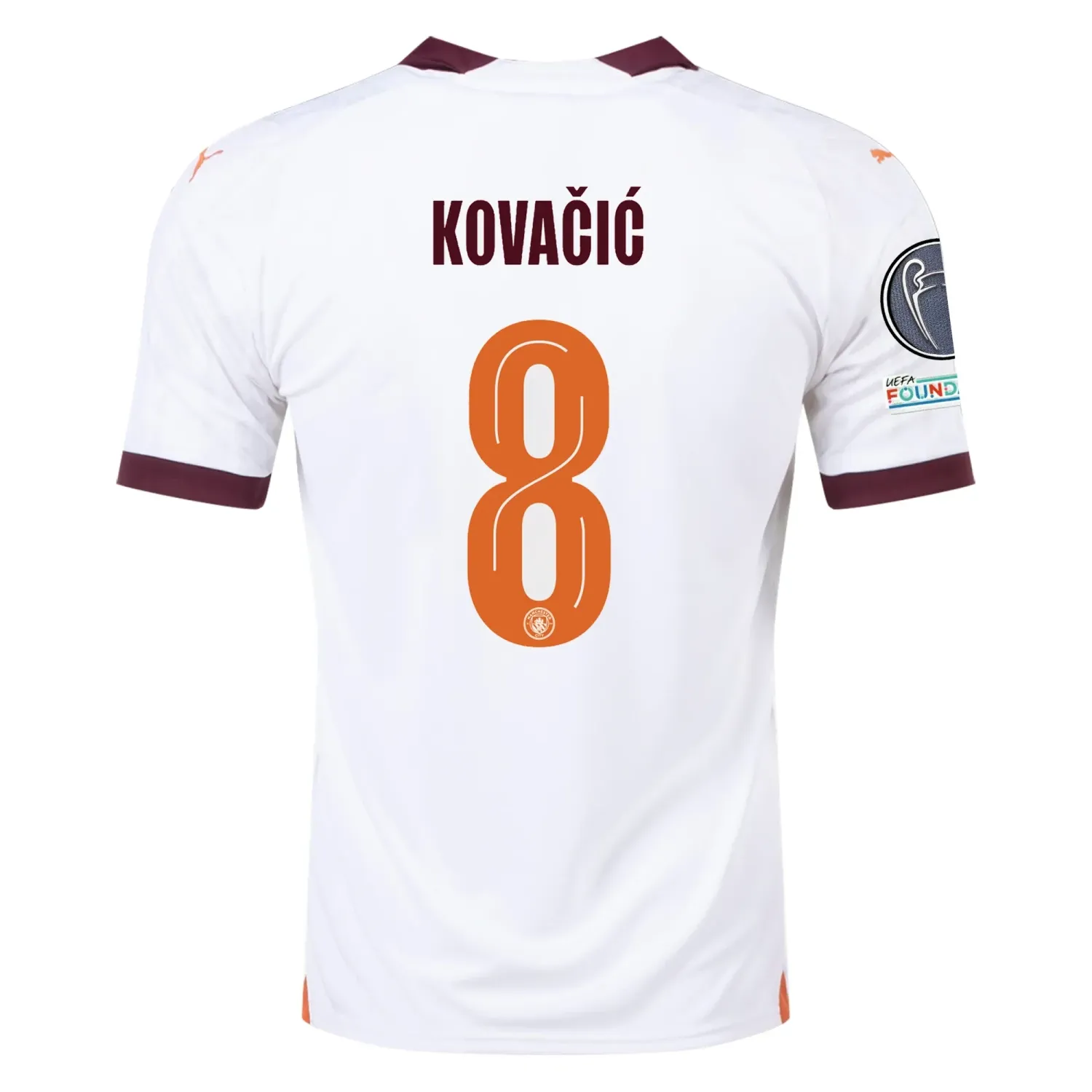 Manchester City Mateo Kovacic Away Jersey 2023/2024 With Champions League Patches