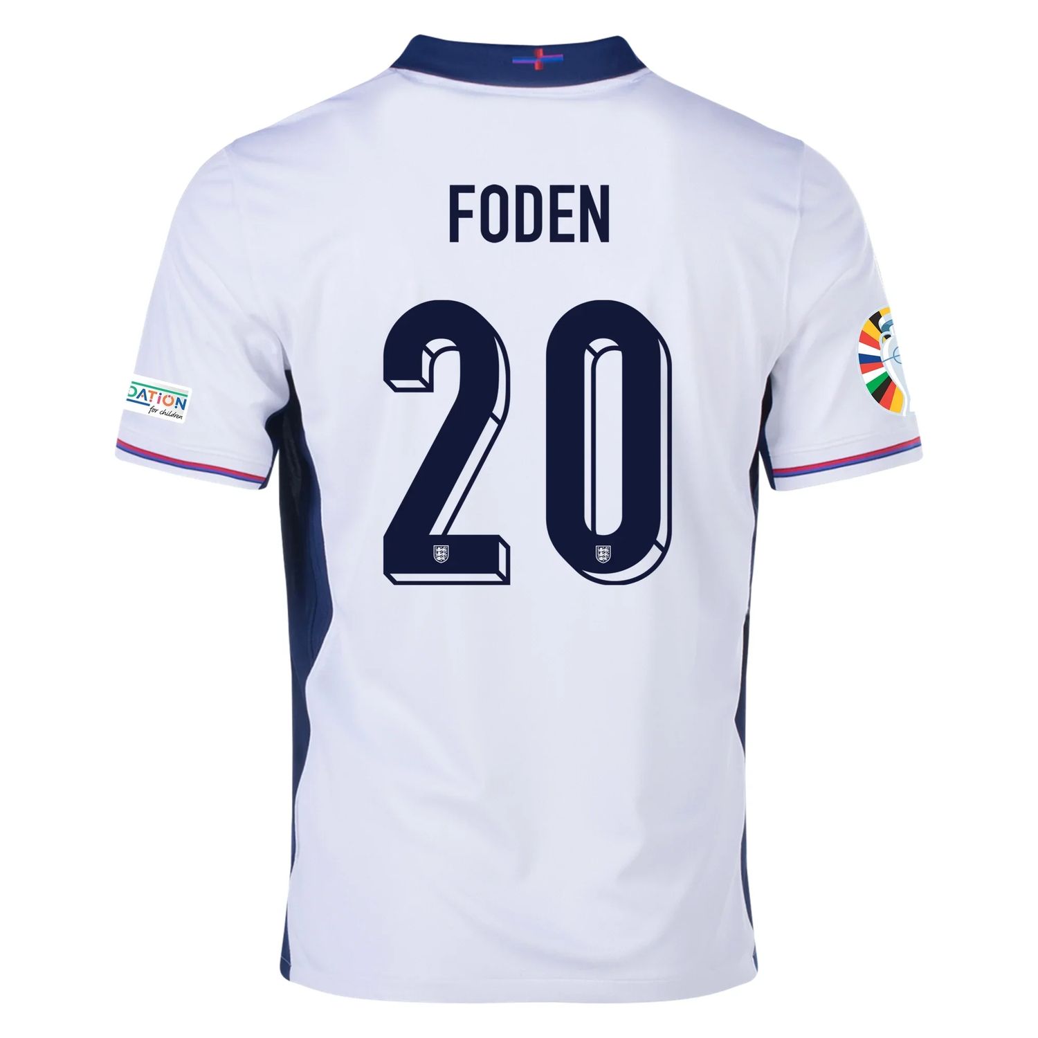 England Euro's  2024 PHIL FODEN #20 Home Jersey With Patches